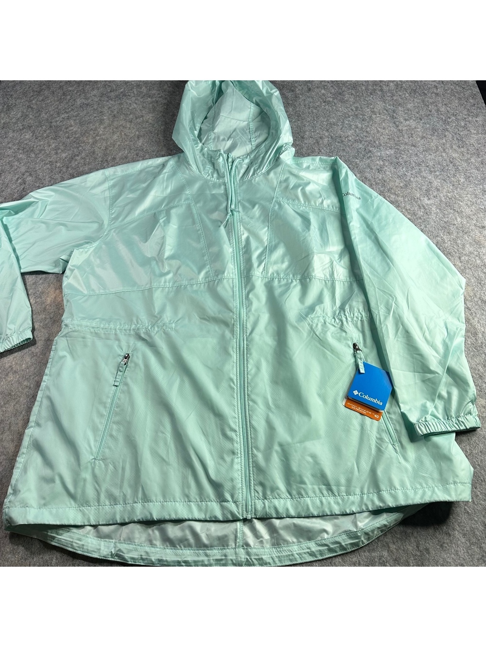 [NWT] Columbia Mint/Turquoise Hooded Rain Jacket/Poncho 2X